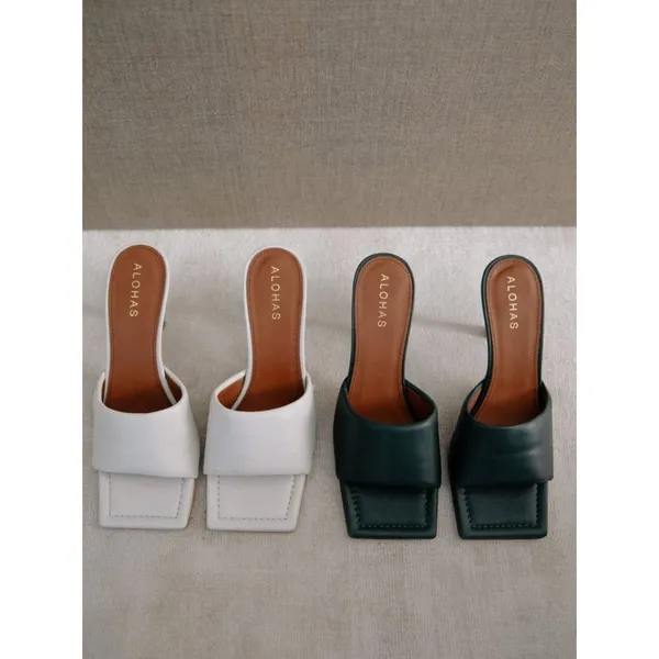 Alohas Puffy Mules in Grey/White Leather 38 Womens High Heels - Image 11