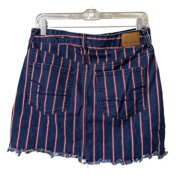 American Eagle Women Size‎ 6 Mid Rise Pinstripe Mini Jean Skirt Super Stretch - Image 2