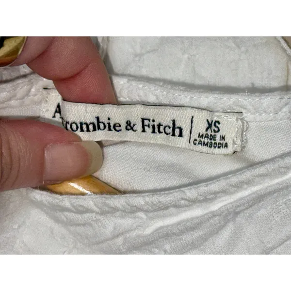 Abercrombie & Fitch White Sheer V-Neck Cap Sleeve Tie Back Peplum Blouse Size XS - Image 4