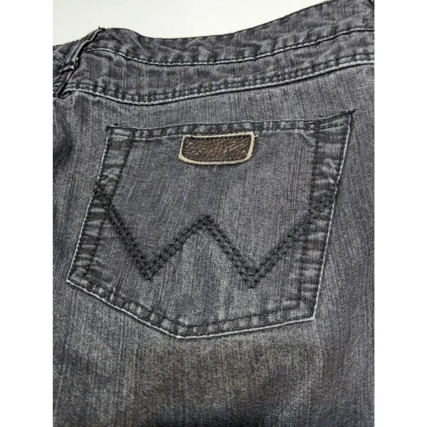 Y2K Wrangler Premium Patch Faded Bootcut Jeans Charcoal Gray Black Womens 12 - Image 6