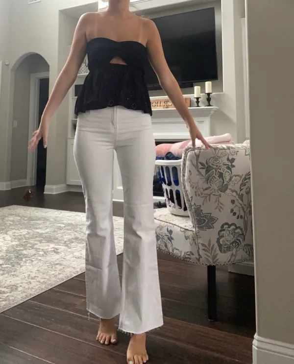 Old Navy Higher High-Waisted Cropped White-Wash Cut-Off Flare Jeans TALL* - Image 5