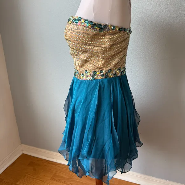 Sherri Hill Beaded Cocktail Mini Strapless Dress Size 10 - Image 6