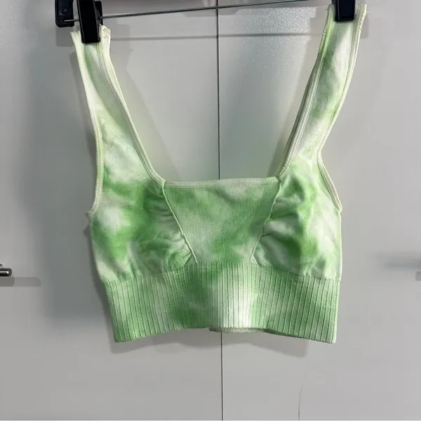 Free People Movement Good Karma Crop Top XS Green Tie Dye Seamless Yoga Bra - Image 5