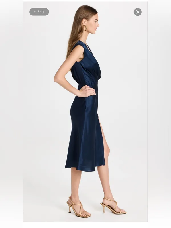 NWT Amanda Uprichard Matthew’s dress, navy blue “ink” 100% silk size XS - Image 5