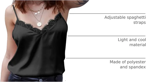 Ekouaer Satin Lace Cami Tank - Image 4
