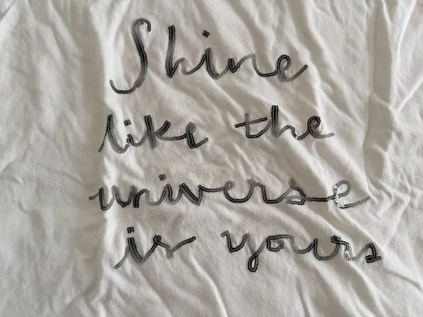 A New Day 'Shine Like The Universe Is Yours' Sequin Graphic T-Shirt, Size Medium - Image 2