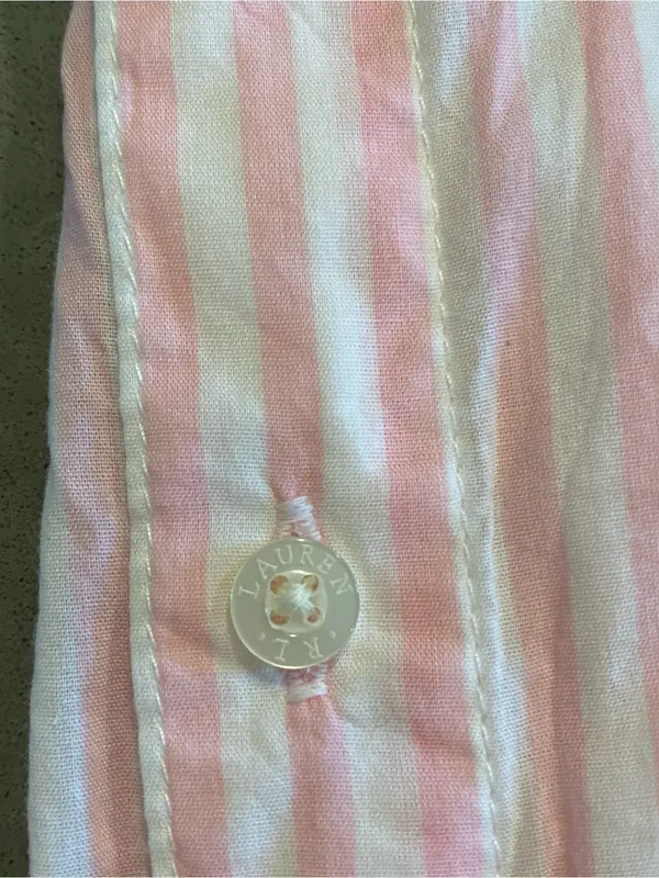 Lauren Ralph Lauren Pink Striped Short-Sleeve button up Shirt Coastal Grandma - Image 7