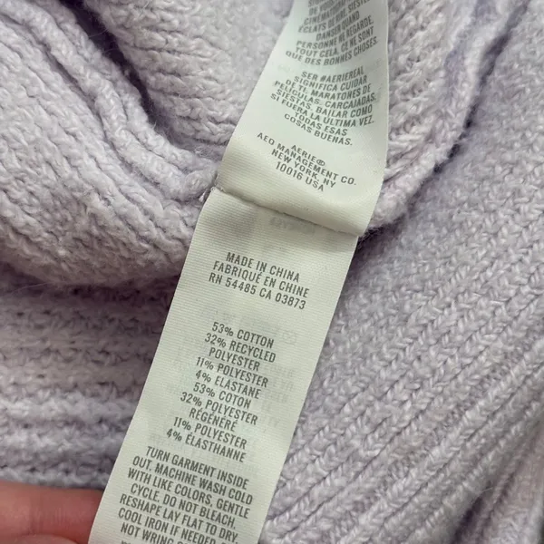 Aerie light pastel purple waffle knit collared oversized cozy sweater - Image 6