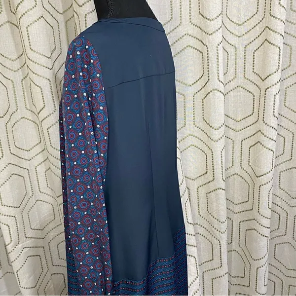 Ann Taylor Long Sleeve Shirt Dress Print Navy - Image 4