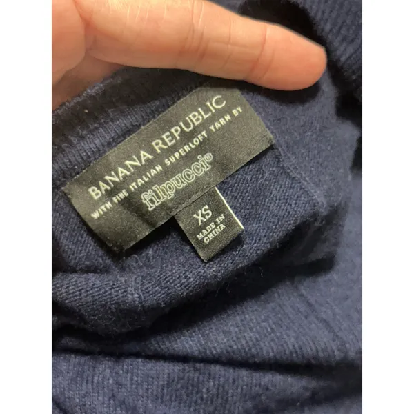 Banana Republic Navy Merino Wool Cashmere Blend Crew Neck Sweater‎ XS Filpucci - Image 6