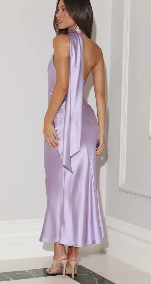 Hello Molly Glistening Lights Satin Maxi Dress Lilac - Image 4