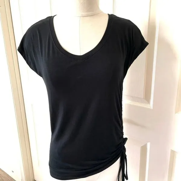 Maeve black side ruched short sleeved T - Image 9