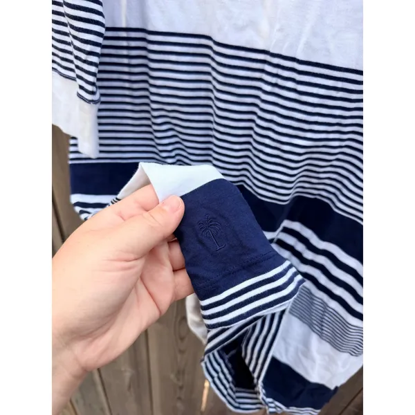 Lilly Pulitzer Marlowe Boatneck T-shirt Dress In True Navy Coconut Stripe Large - Image 6