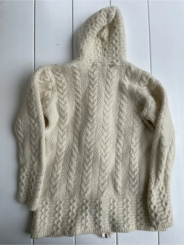 Aran Crafts Ireland 100% Wool Zip Up Chunk Knit, Size M - Image 6