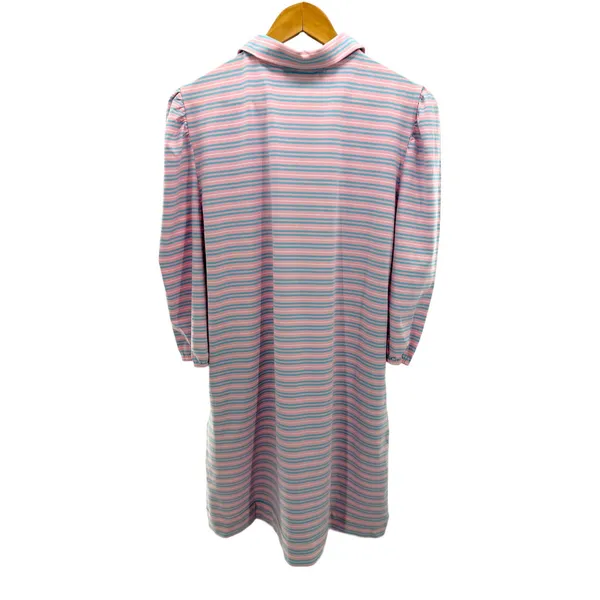 BURU Pastel Striped Puff Sleeve T-Shirt Dress L NWT Preppy Grandmillennial Polo - Image 6