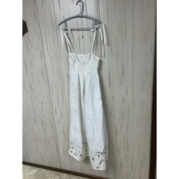 Zimmermann Linen White Eyelet Broderie Sun Dress Bridal Resort Size 0 - Image 8