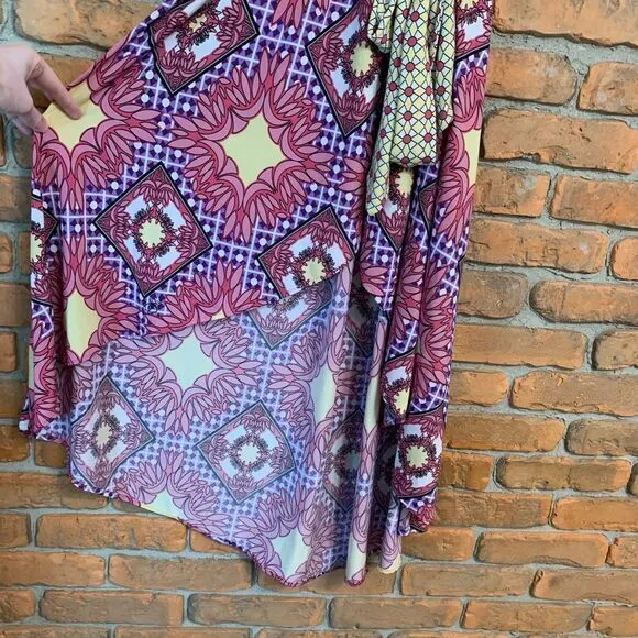Tata Jolie‎ Floral Dress Geometric Print Hi-Low Maxi Long Vibrant Summer Boho XL - Image 3