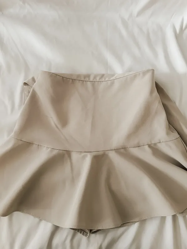 ZARA Tan Belted Tie Mini Skirt - Image 4
