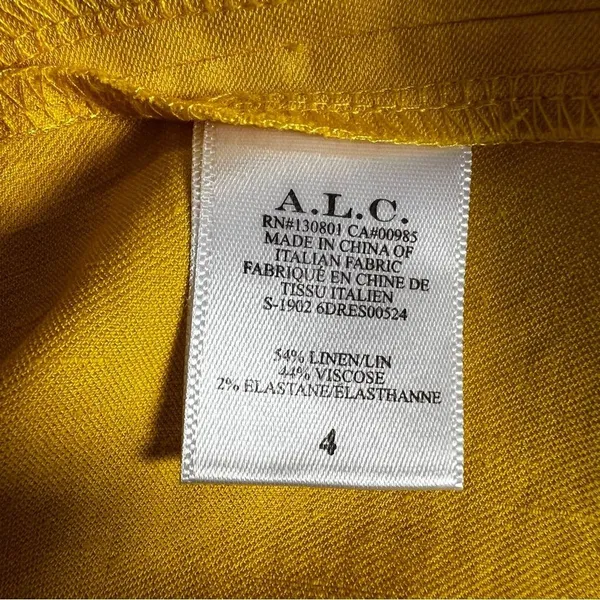 A.L.C. Walker Yellow Linen Blend Wrap Midi Dress Ruffle Sleeve Size 4 - Image 16