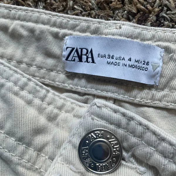 ZARA Utility Cargo Pants Beige Women’s Size US 4 Cotton - Image 3