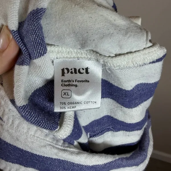 Pact The Harbour Organic Cotton Hemp Blend Romper Womens XL Blue White Stripes - Image 8