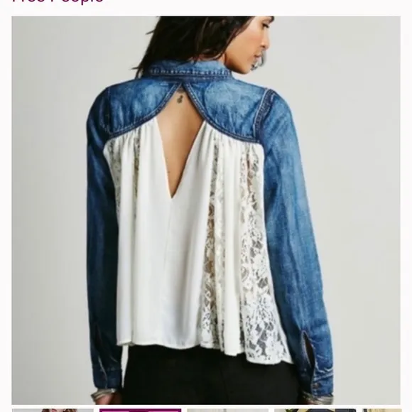 Free people denim and lace top small.bohemian‎ - Image 2