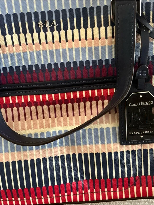 Ralph Lauren Lindley Alissa women’s shoulder bag tote purse multi striped - Image 13