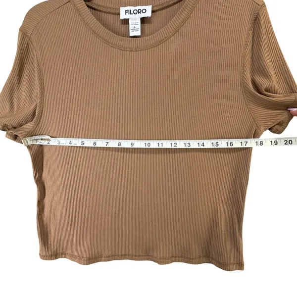 Filoro Ribbed Knit Lounge Set Women L Brown 2 Pc Top Shorts Cozycore Casual Chic - Image 6