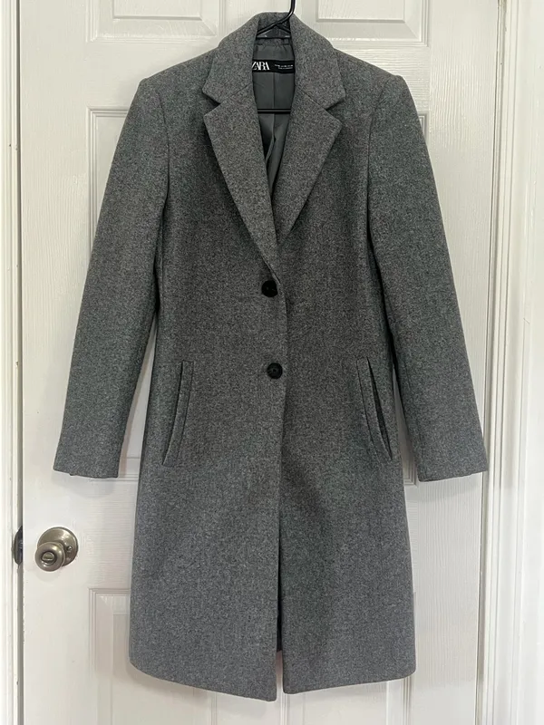 ZARA Gray Longline Coat Tailored Blazer Quiet Luxury Old Money Minimalist XS - Image 2