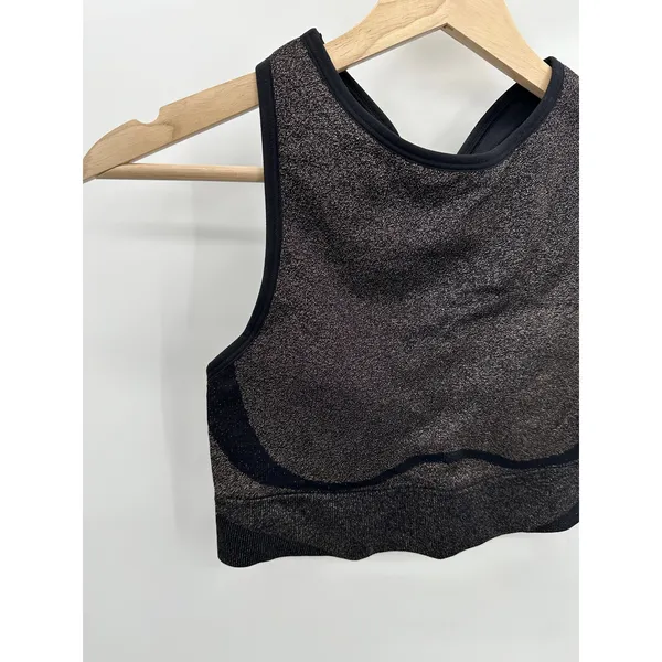 Victoria's Secret Black Shimmer High Neck‎ Sports Bra Women Size M Seamless AD16 - Image 4