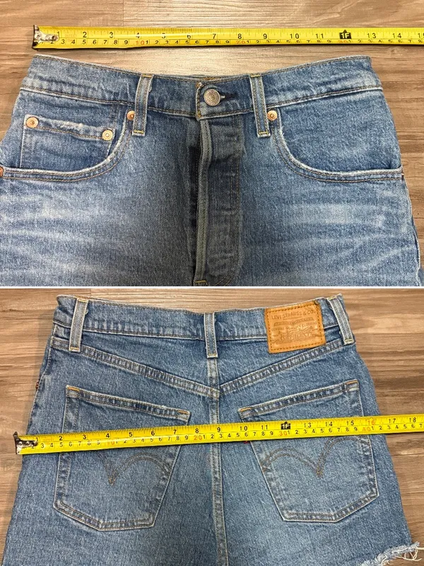 Levi’s Premium Ribcage Shorts Urban Oasis Raw Hem W27 $80 - Image 7
