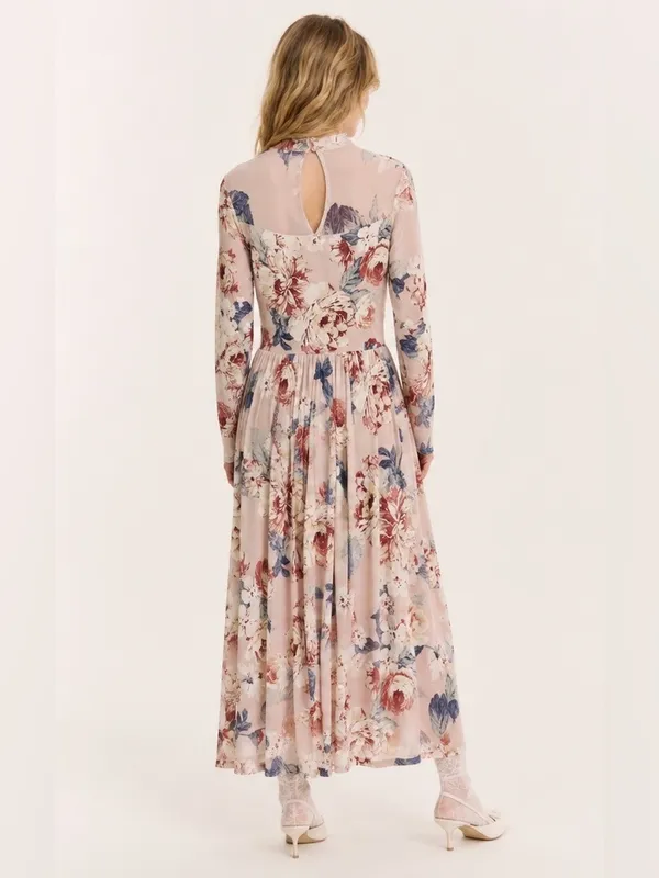 Kate and Lily Floral Mock-Neck Long Sleeve Maxi Dress Blush Pink Size 10 - Image 2