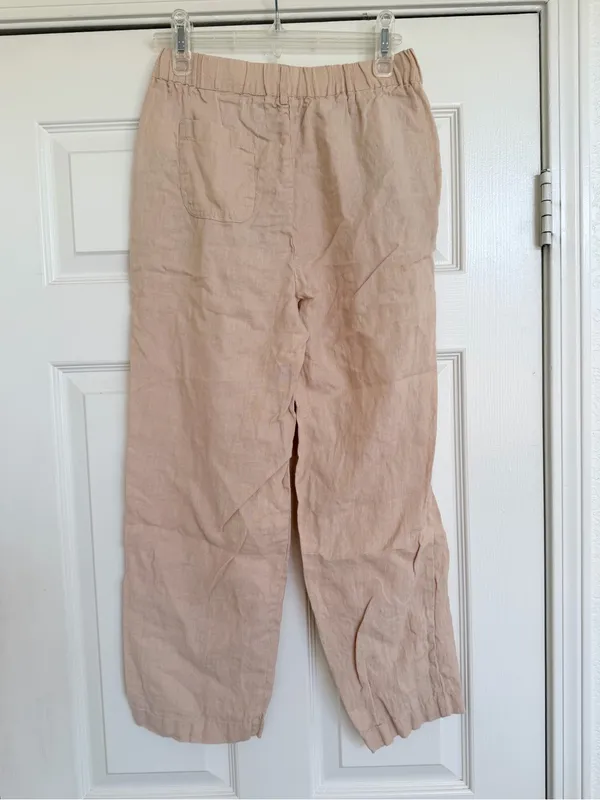Quince 100% Linen Relaxed Pants in Beige Size XS - Image 5