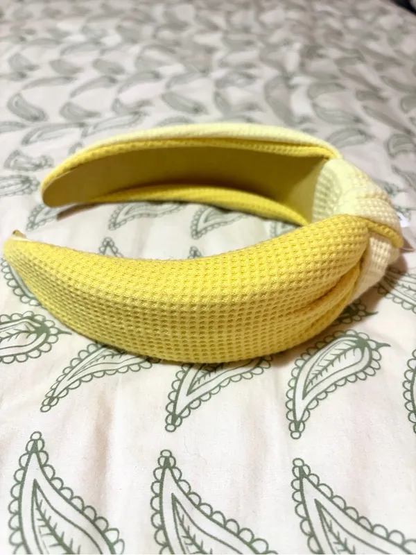 Anthropologie Pale Yellow Waffle Two Tone Knot Headband OS NWT - Image 7