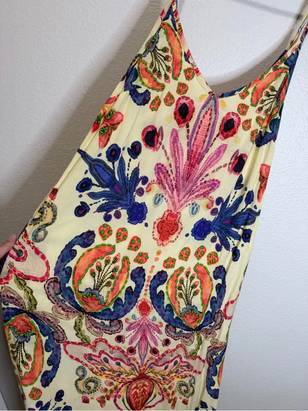 Natural Life Gracie Maxi Slip Dress Medium Boho Paisley Patchwork Rayon - Image 4
