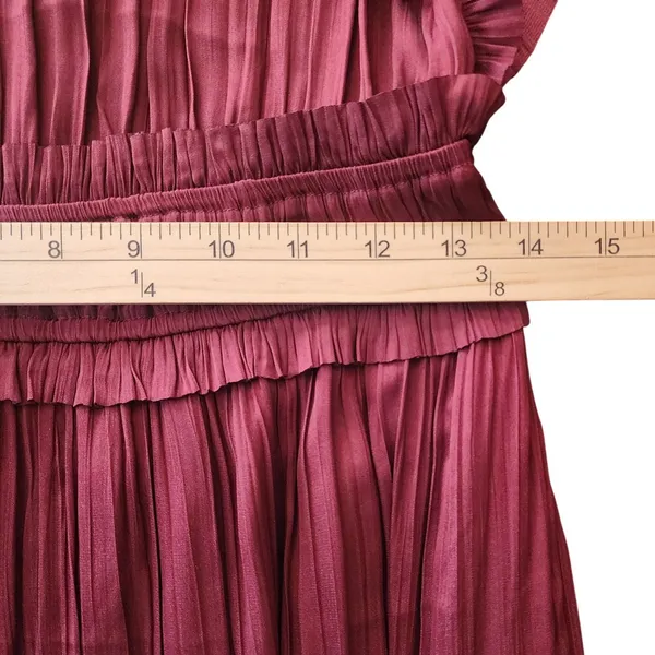 Ryan + Ryan Womens Smocked Midi Flutter‎ Dress Burgundy,M - Image 6