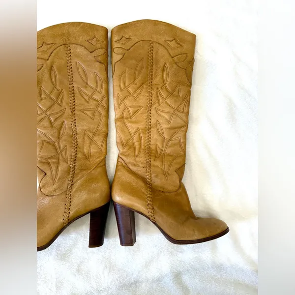 Retro Y2K Vintage Dani Tan Leather Boots size 7 - Image 7