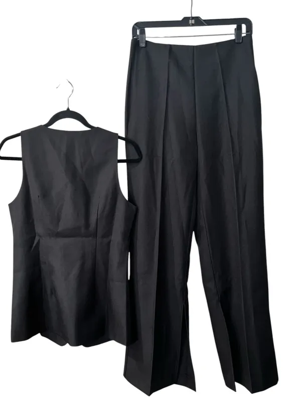 Commense Button Split Sleeveless Pants Set | Black | Size Medium | Sold Out NWT - Image 3