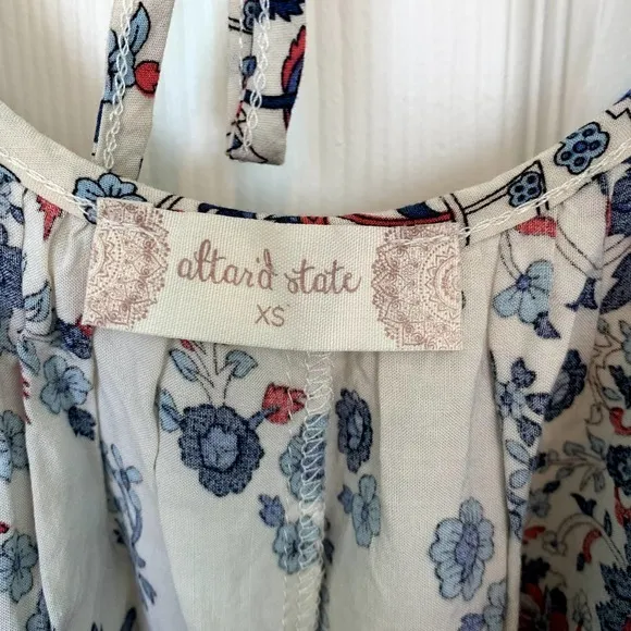 Altar'd State White‎ Blue Floral Cold Shoulder Dress Women's Size XS - Image 6