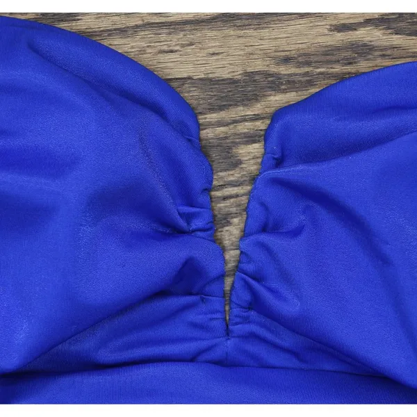 B. Darlin Notched Neck Side Slit Knit Bodycon Midi Dress Royal Slim Blue XL - Image 6
