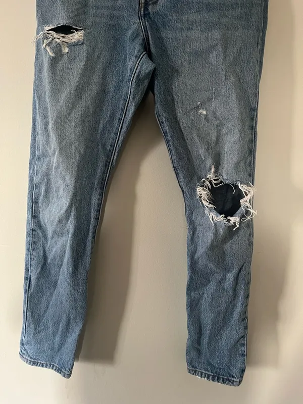 Levi's 501 Straight Jeans 27 Distressed Light Wash Button Fly Minimalist Capsule - Image 3