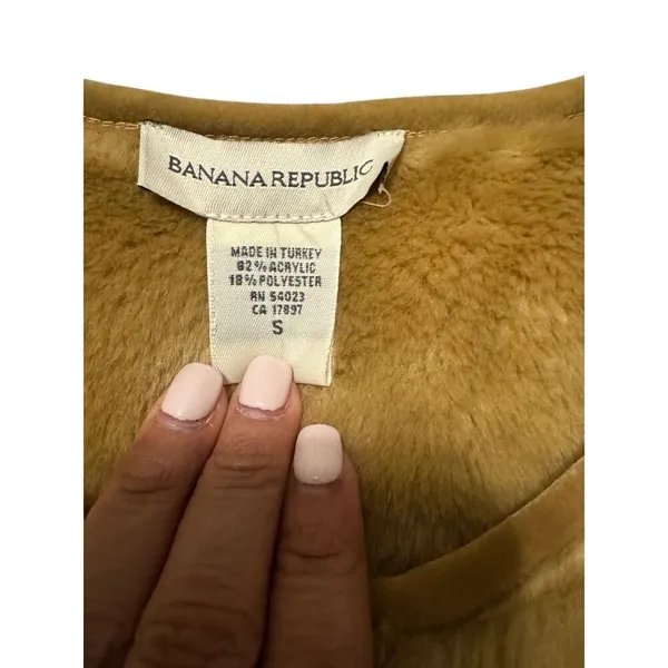 Banana Republic Fleece Vest Sleeveless Full Zip Soft Warm Tan Brown S‎ - Image 3