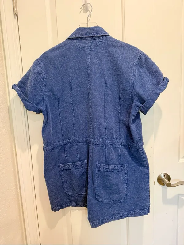 FREE PEOPLE Rhodes Chino Coveralls Romper in Mazarine Blue size Small - Image 4