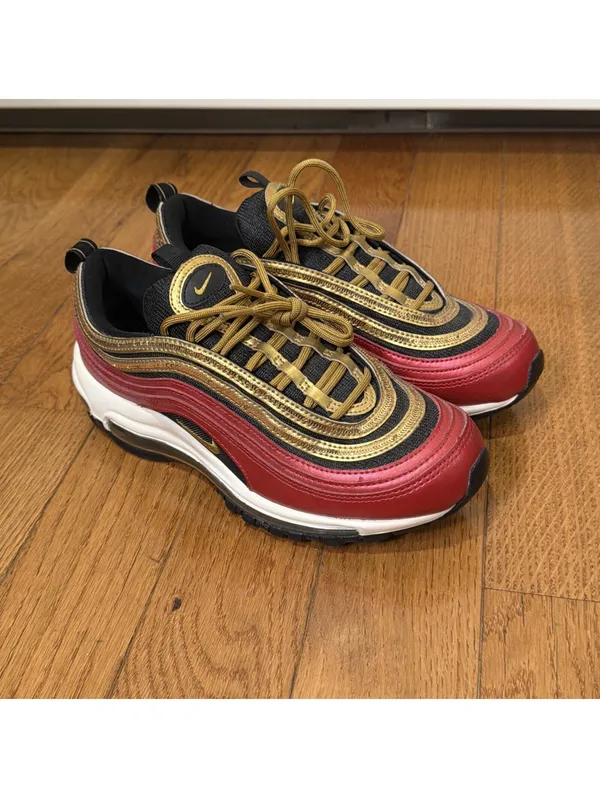 Size 8 US Women’s Nike Air Max 97 Red Black Gold White Sneakers Shoes CT1148-600 - Image 2