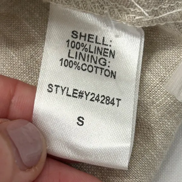 NWT Tuckernuck Tatum Linen Dress Small Beige Natural Shift Mini Long Sleeve - Image 12