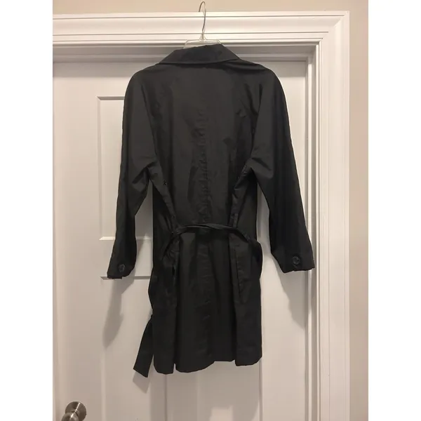 Vintage Towne London Fog Trench Coat Black Double Breasted Women’s 12 Regular - Image 4