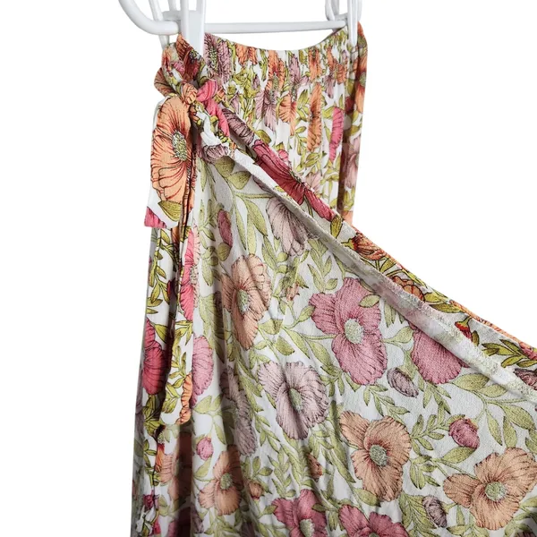 Cupcakes & Cashmere Spring Floral Viscose Boho Ruffle Midi Wrap Skirt Size Large - Image 3