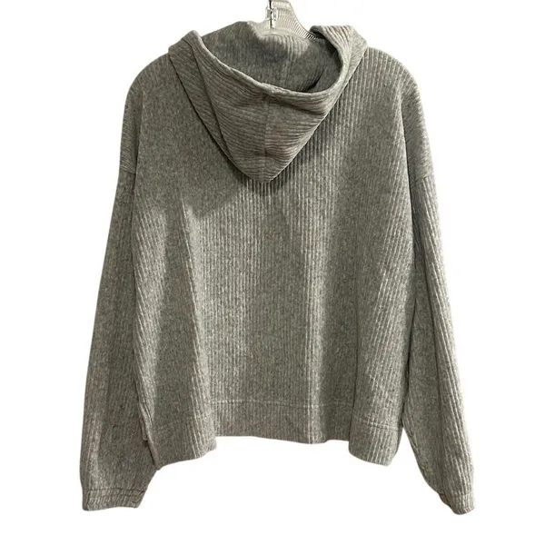 Aerie Women's Gray Ribbed Hoodie Sweatshirt Size M Relaxed Fit‎ - Image 11