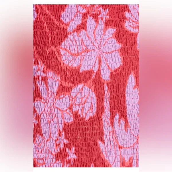 Farm Rio dress living nature pink red women’s medium long‎ puff sleeve - Image 6