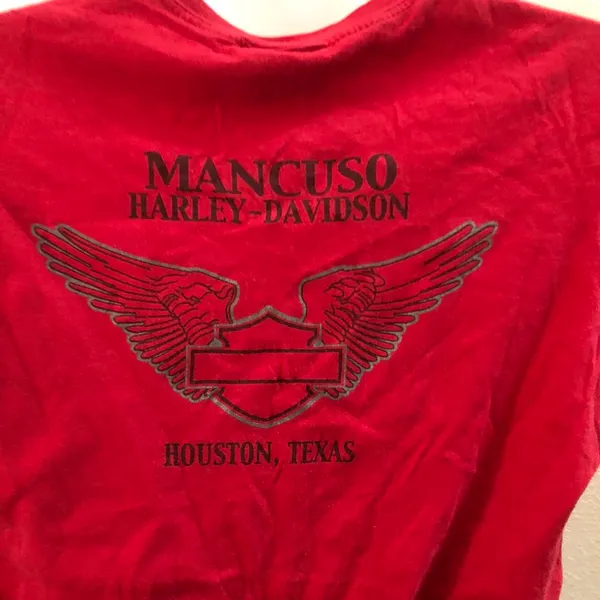 Vintage Red Harley Davidson fitted henley Tshirt tee top shirt blouse rhinestone stars short sleeve Made in USA 2000s #y2k #goth #punk #biker #motorcycle rock - Image 5